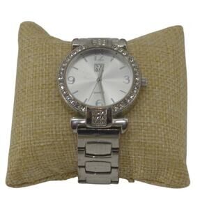 NY&C Stainless Steel Womens Analog Rhinestone Watch Silver